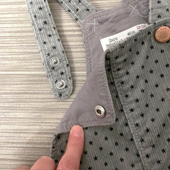 Zara Baby Girl Toddler Corduroy Star Printed Pinafore Overall Dress 18-24 Months - Picture 7 of 10